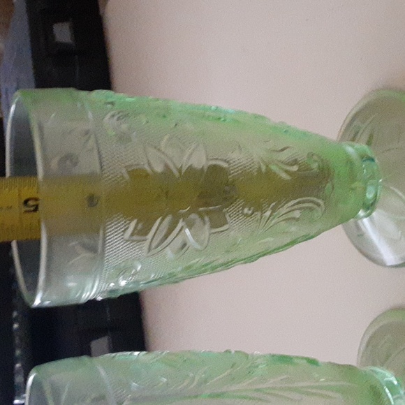 Set of 4 Vintage Indiana tiara footed ice tea glasses,light jade green color - Picture 7 of 7